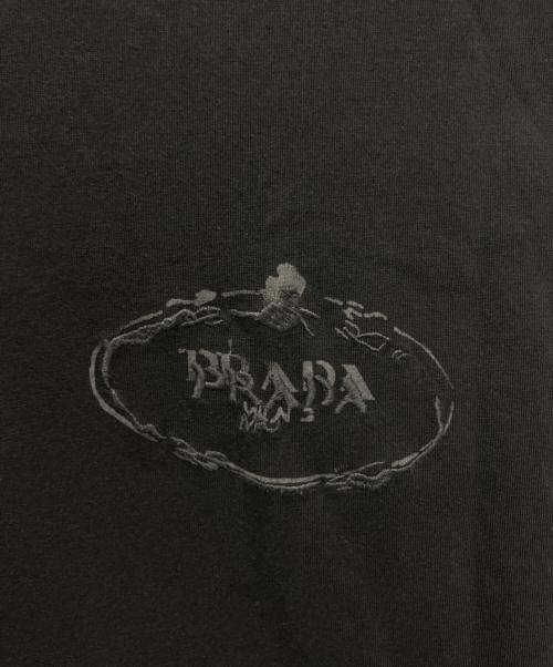PRADA（プラダ）PRADA (プラダ) ロゴ刺繍クルーネックTシャツ ブラック サイズ:Lの古着・服飾アイテム