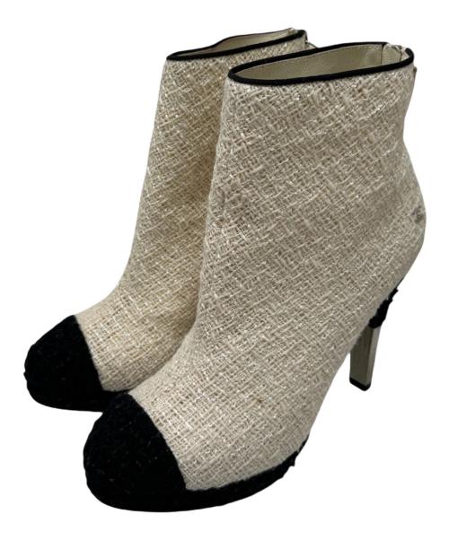 CHANEL（シャネル）CHANEL (シャネル) ココマークツイードブーツ　G27463 ベージュ サイズ:39の古着・服飾アイテム