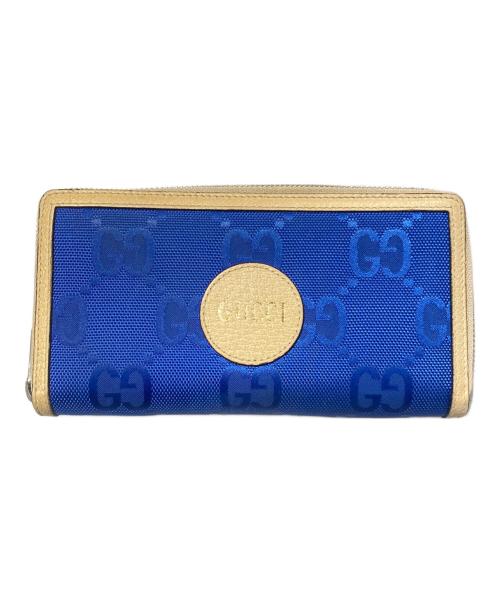 GUCCI（グッチ）GUCCI (グッチ) GGラウンドファスナー財布 ブルー×ベージュの古着・服飾アイテム