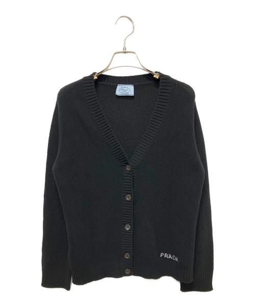 PRADA（プラダ）PRADA (プラダ) カシミア混ロゴカーディガン ブラック サイズ:42の古着・服飾アイテム