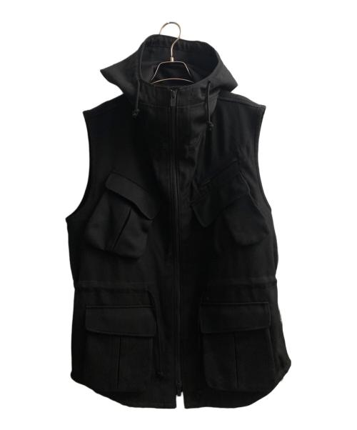 Yohji Yamamoto pour homme（ヨウジヤマモト プールオム）Yohji Yamamoto pour homme (ヨウジヤマモト プールオム) ARMY GABARDINE HOODED VEST ブラック サイズ:3の古着・服飾アイテム