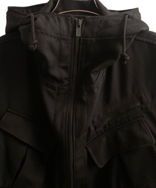 Yohji Yamamoto pour homme（ヨウジヤマモト プールオム）Yohji Yamamoto pour homme (ヨウジヤマモト プールオム) ARMY GABARDINE HOODED VEST ブラック サイズ:3の古着・服飾アイテム