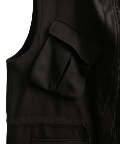 Yohji Yamamoto pour homme（ヨウジヤマモト プールオム）Yohji Yamamoto pour homme (ヨウジヤマモト プールオム) ARMY GABARDINE HOODED VEST ブラック サイズ:3の古着・服飾アイテム