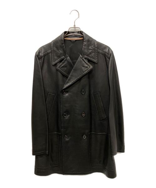 HERMES（エルメス）HERMES (エルメス) ディアスキンンダブルコート ブラック サイズ:50の古着・服飾アイテム