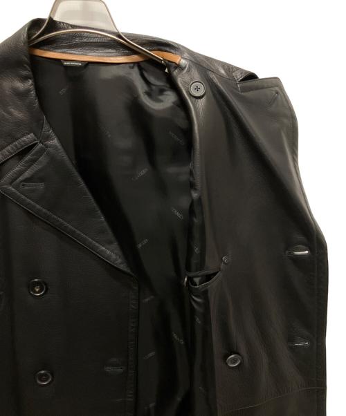 HERMES（エルメス）HERMES (エルメス) ディアスキンンダブルコート ブラック サイズ:50の古着・服飾アイテム