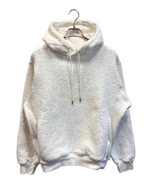 Christian Dior（クリスチャン ディオール）Christian Dior (クリスチャン ディオール) オブリークテリーコットンプルオーバーパーカー ホワイト サイズ:Lの古着・服飾アイテム