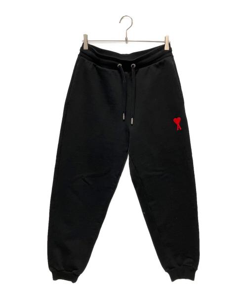 ami（アミ）ami (アミ) Logo embroidered sweatpants/ロゴ刺繍スウェットロングパンツ ブラック サイズ:Sの古着・服飾アイテム