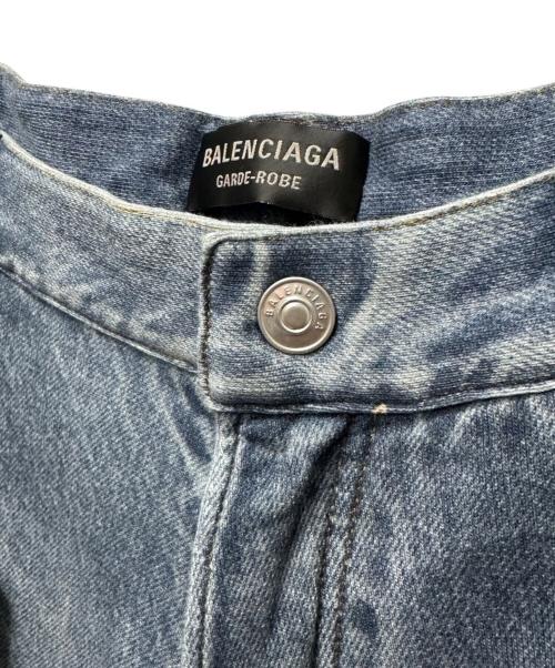 BALENCIAGA（バレンシアガ）BALENCIAGA (バレンシアガ) トロンプルイユ デニム柄 ワイドスウェットパンツ　675336 スカイブルー サイズ:XSの古着・服飾アイテム