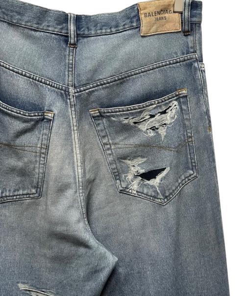 BALENCIAGA（バレンシアガ）BALENCIAGA (バレンシアガ) トロンプルイユ デニム柄 ワイドスウェットパンツ　675336 スカイブルー サイズ:XSの古着・服飾アイテム