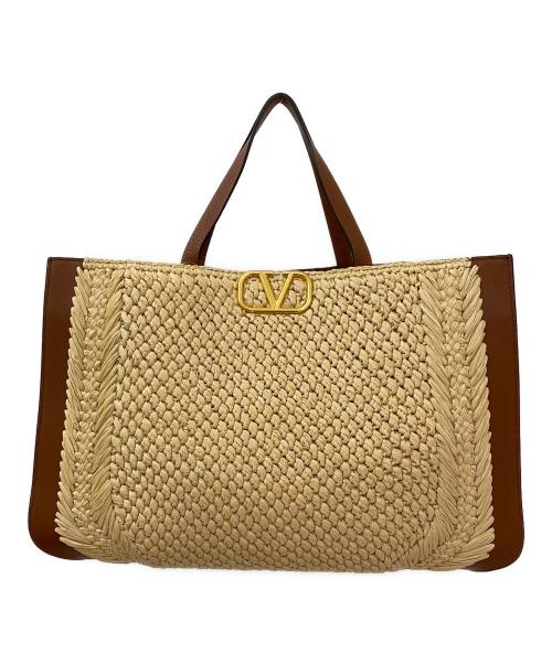 VALENTINO GARAVANI（ヴァレンティノ・ガラヴァーニ）VALENTINO GARAVANI (ヴァレンティノ・ガラヴァーニ) シグネチャーロゴ ストロートートバッグ ブラウンの古着・服飾アイテム