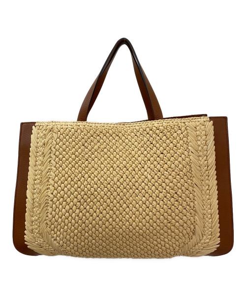 VALENTINO GARAVANI（ヴァレンティノ・ガラヴァーニ）VALENTINO GARAVANI (ヴァレンティノ・ガラヴァーニ) シグネチャーロゴ ストロートートバッグ ブラウンの古着・服飾アイテム