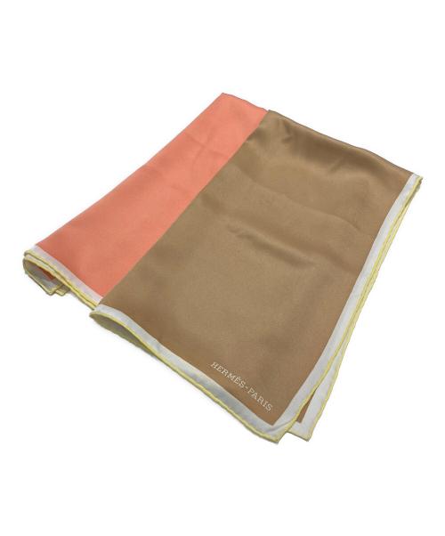 HERMES（エルメス）HERMES (エルメス) Two-tone silk scarf/バイカラーシルクスカーフ ピンク×ブラウン サイズ:65の古着・服飾アイテム