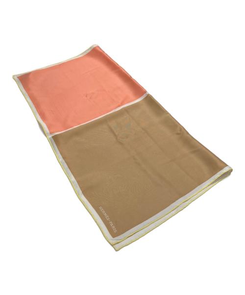 HERMES（エルメス）HERMES (エルメス) Two-tone silk scarf/バイカラーシルクスカーフ ピンク×ブラウン サイズ:65の古着・服飾アイテム