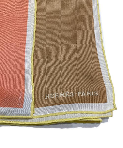 HERMES（エルメス）HERMES (エルメス) Two-tone silk scarf/バイカラーシルクスカーフ ピンク×ブラウン サイズ:65の古着・服飾アイテム