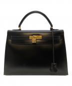 HERMESエルメス）の古着「ケリー32/外縫い/ゴールド金具/〇X:1994年製/2WAYバッグ/ショルダーバッグ/ハンドバッグ/バッグ」｜ブラック