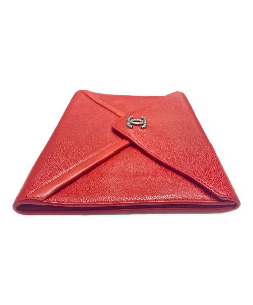 CHANEL（シャネル）CHANEL (シャネル) CHANEL Caviar Leather Clutch Bag/ココマークデザインクラッチバッグ レッド サイズ:-の古着・服飾アイテム