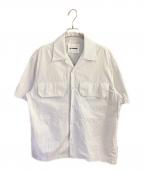 JIL SANDERジルサンダー）の古着「オープンカラーストライプシャツ」｜ホワイト×ブルー