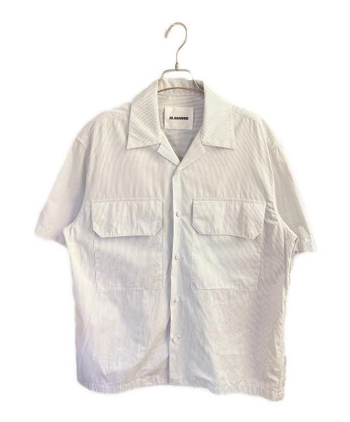 JIL SANDER（ジルサンダー）JIL SANDER (ジルサンダー) オープンカラーストライプシャツ ホワイト×ブルー サイズ:38の古着・服飾アイテム