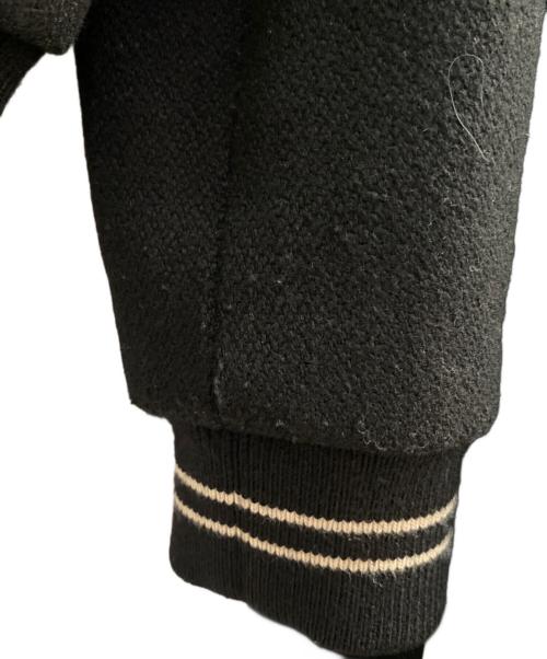 CELINE（セリーヌ）CELINE (セリーヌ) レザーカウボーイヨーク切替ウールスタジャンブルゾン ブラック×ホワイト サイズ:44の古着・服飾アイテム