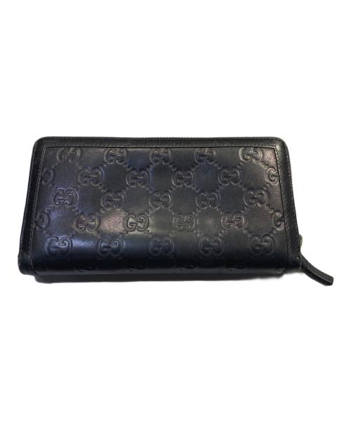 GUCCI（グッチ）GUCCI (グッチ) GG金具ロングウォレット ネイビーの古着・服飾アイテム