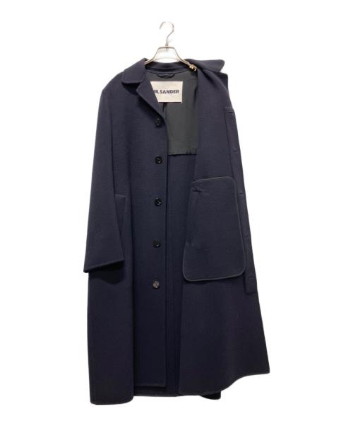 JIL SANDER（ジルサンダー）JIL SANDER (ジルサンダー) シングルブレスト カシミアロングコート ネイビー サイズ:44の古着・服飾アイテム