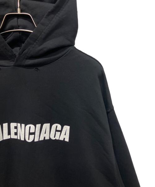 BALENCIAGA（バレンシアガ）BALENCIAGA (バレンシアガ) デストロイ加工ロゴパーカー 723361 ブラック サイズ:Sの古着・服飾アイテム