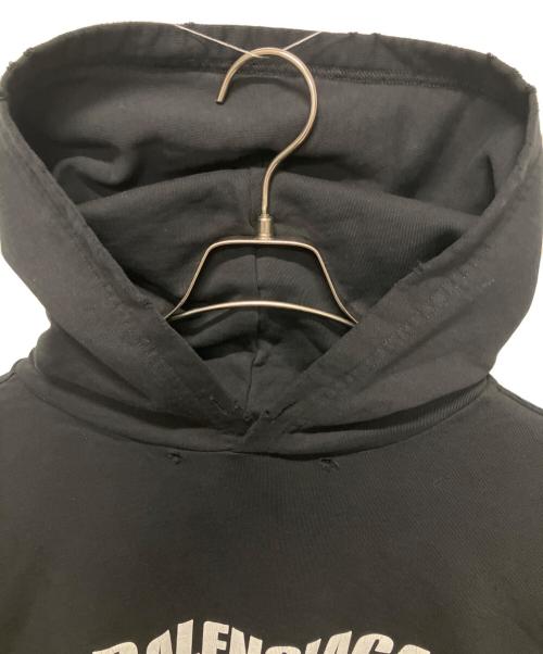 BALENCIAGA（バレンシアガ）BALENCIAGA (バレンシアガ) デストロイ加工ロゴパーカー 723361 ブラック サイズ:Sの古着・服飾アイテム
