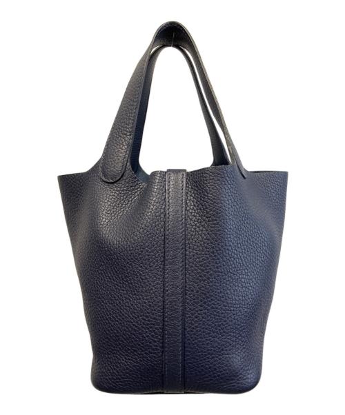 HERMES（エルメス）HERMES (エルメス) ピコタンロックPM/X刻印/トリヨンクレマンス/シルバー金具/ハンドバッグ ブルーニュイ サイズ:PMの古着・服飾アイテム