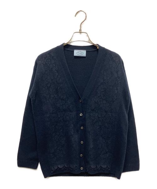 PRADA（プラダ）PRADA (プラダ) フラワーレースカーディガン ネイビー サイズ:38の古着・服飾アイテム