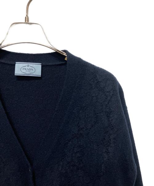 PRADA（プラダ）PRADA (プラダ) フラワーレースカーディガン ネイビー サイズ:38の古着・服飾アイテム