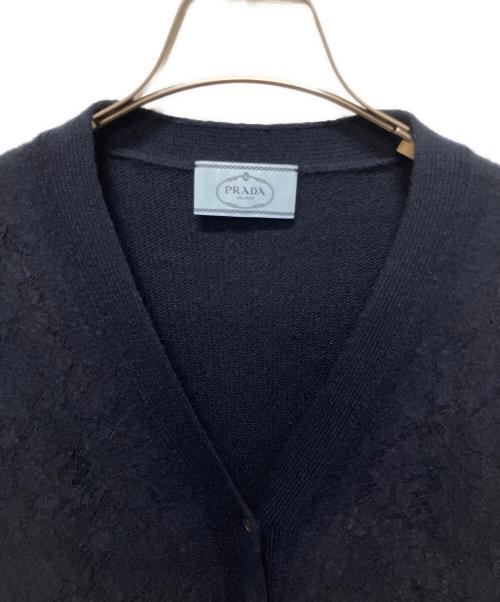 PRADA（プラダ）PRADA (プラダ) フラワーレースカーディガン ネイビー サイズ:38の古着・服飾アイテム