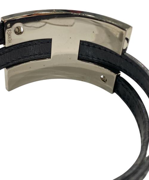 HERMES（エルメス）HERMES (エルメス) プスプス レザーブレスレット ブラックの古着・服飾アイテム