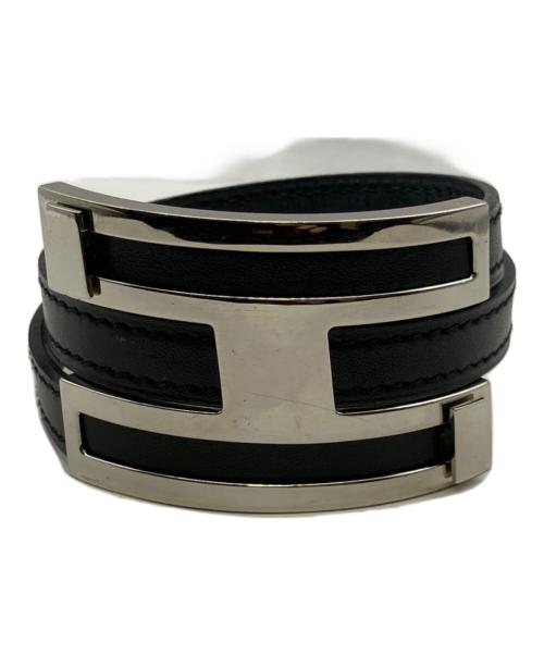 HERMES（エルメス）HERMES (エルメス) プスプス レザーブレスレット ブラックの古着・服飾アイテム