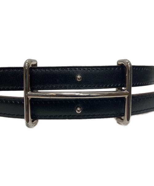 HERMES（エルメス）HERMES (エルメス) Hダンクル レザーベルト/□G刻印:2003年/シルバー金具/SZE 75 ブラック サイズ:75の古着・服飾アイテム