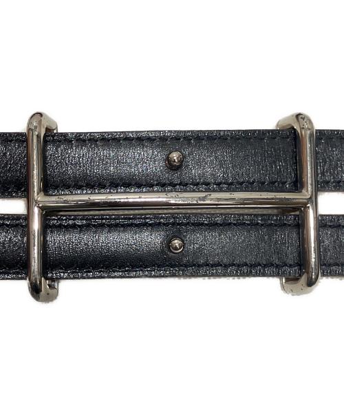 HERMES（エルメス）HERMES (エルメス) Hダンクル レザーベルト/□G刻印:2003年/シルバー金具/SZE 75 ブラック サイズ:75の古着・服飾アイテム