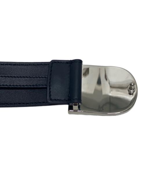 GUCCI（グッチ）GUCCI (グッチ) ウェブディテール バックル ベルト ネイビー サイズ:100の古着・服飾アイテム