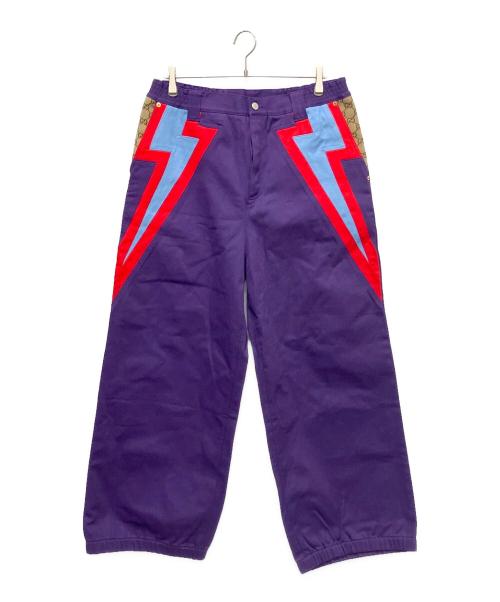 GUCCI（グッチ）GUCCI (グッチ) サイドデザイン ワイドパンツ パープル サイズ:50の古着・服飾アイテム