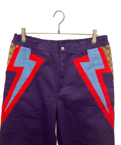 GUCCI（グッチ）GUCCI (グッチ) サイドデザイン ワイドパンツ パープル サイズ:50の古着・服飾アイテム