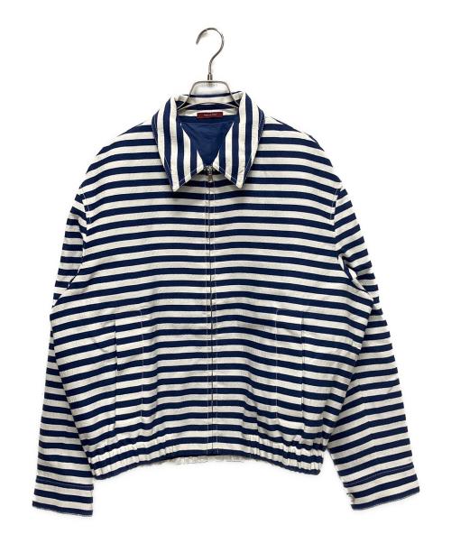 GUCCI（グッチ）GUCCI (グッチ) GGコットンジャガード ボーダージップ ジャケット ホワイト サイズ:50の古着・服飾アイテム