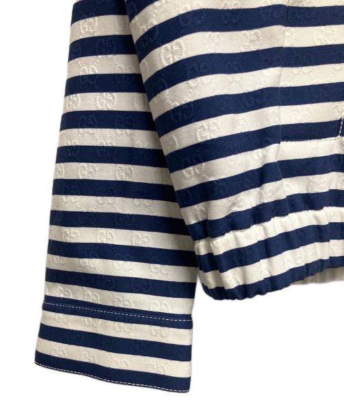 GUCCI（グッチ）GUCCI (グッチ) GGコットンジャガード ボーダージップ ジャケット ホワイト サイズ:50の古着・服飾アイテム