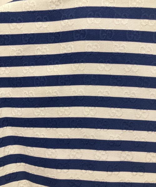 GUCCI（グッチ）GUCCI (グッチ) GGコットンジャガード ボーダージップ ジャケット ホワイト サイズ:50の古着・服飾アイテム