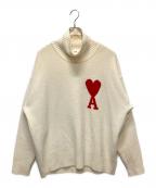AMI Alexandre Mattiussiアミアレクサンドルマテュッシ）の古着「Ami De Coeur ファネルネック セーター」｜アイボリー
