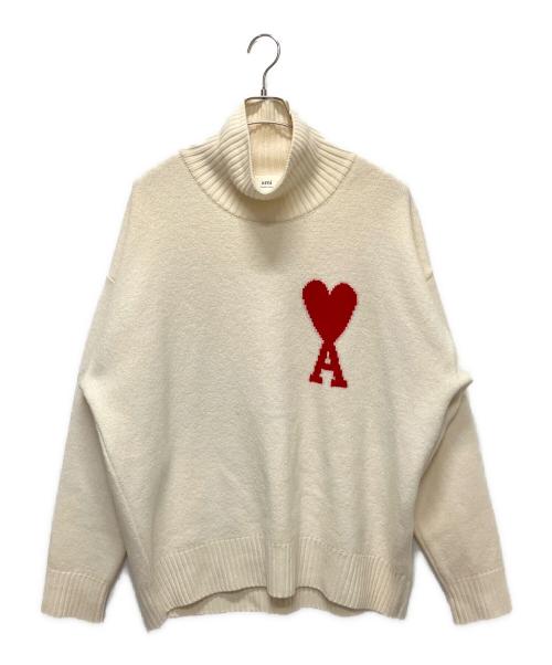 AMI Alexandre Mattiussi（アミアレクサンドルマテュッシ）AMI Alexandre Mattiussi (アミアレクサンドルマテュッシ) Ami De Coeur ファネルネック セーター アイボリー サイズ:Lの古着・服飾アイテム