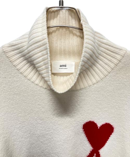 AMI Alexandre Mattiussi（アミアレクサンドルマテュッシ）AMI Alexandre Mattiussi (アミアレクサンドルマテュッシ) Ami De Coeur ファネルネック セーター アイボリー サイズ:Lの古着・服飾アイテム