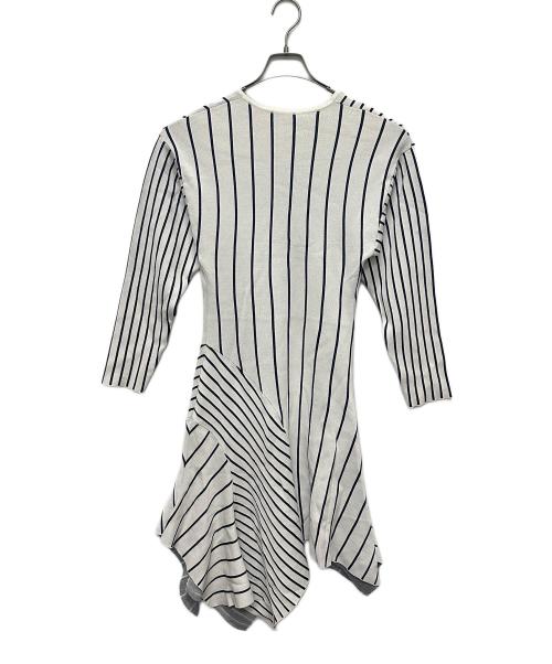 DAWEI（ダウェイ）DAWEI (ダウェイ) ストライプニットカーディガンワンピース ホワイト×ネイビー サイズ:34の古着・服飾アイテム