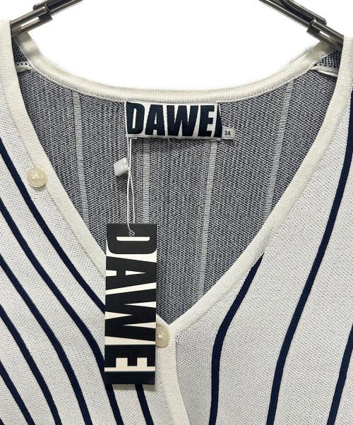 DAWEI（ダウェイ）DAWEI (ダウェイ) ストライプニットカーディガンワンピース ホワイト×ネイビー サイズ:34の古着・服飾アイテム