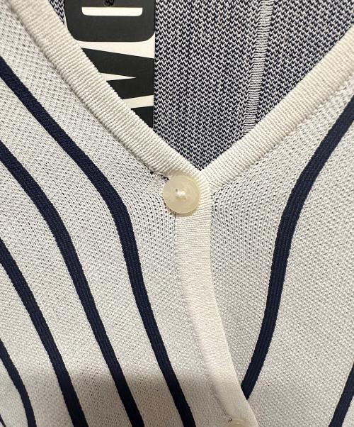 DAWEI（ダウェイ）DAWEI (ダウェイ) ストライプニットカーディガンワンピース ホワイト×ネイビー サイズ:34の古着・服飾アイテム