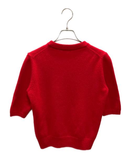 CELINE（セリーヌ）CELINE (セリーヌ) カシミア半袖ニット/リブニット レッド サイズ:Sの古着・服飾アイテム