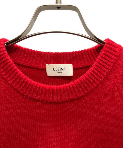 CELINE（セリーヌ）CELINE (セリーヌ) カシミア半袖ニット/リブニット レッド サイズ:Sの古着・服飾アイテム