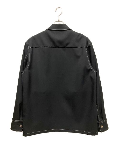 JIL SANDER（ジルサンダー）JIL SANDER (ジルサンダー) 25SS SERGE ZIP UP SHIRT/ステッチデザインシャツ ブラック サイズ:48の古着・服飾アイテム